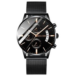 Wristwatches Fashion Men's Quartz Watches 2021 Luxury Designer Men Top Brand Famous Steel Waterproof Man Watch Sport Mesh Bla2732