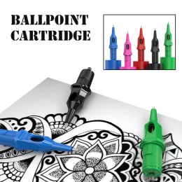 Inks 20pcs Tattoo Ballpoint Pen Cartridges Tattoo Needles Ink Free for Beginner Designer Dotwork Drawing Practise Tattoo Refill