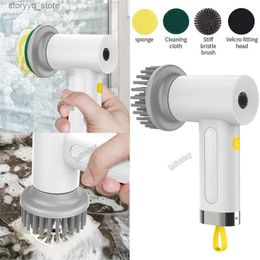 Cleaning Brushes Electric Spin Scrubber Portable Cordless Power Cleaning Brush for Bathroom Kitchen Sink IPX6 Waterproof 2 Rotating Speeds 3 HeadL240304