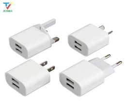 30pcs New Design White 2 Ports 2USB Dual USB Cell Phone Charger 5V 2A EU US AU UK Plug Wall Power Adapter for iPhone Samsung HTC7007614