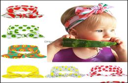 Hair Accessories Baby Fruit Printing Rabbit Ears Headbands Children Watermelon Stberry Pine Print Infant Band Headdress Drop Deliv4295848