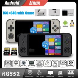 Consoles RG552 Large Screen Touch Screen Game Console 16G+64G 5.36 Inch IPS 1920X1152 Dual Systems Android Linux (A, EU Plug)