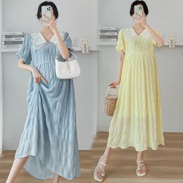 Dresses L50409# Pregnant Dress Dress Women Korean Style Summer New Arrival Pregnancy Clothes MidLong Pregnacy Dress