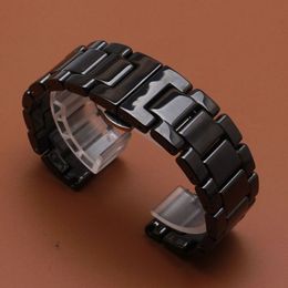 Promotion New replace 22mm Watch Band Ceramic Black Straps for Samsung Gear S3 Classic Butterfly Buckle watches Belts Bracelets234U