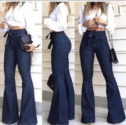 Women's Jeans Womens High Waist Jeans Autumn Fashion Solid Denim Flare Pants Street Hot Wide Flare Jeans Female Sexy Ladies Flared Trousers 240304