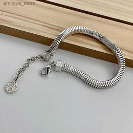 Charm Bracelets BF CLUB 925 Sterling Silver Bracelet for Women Men Fine Snake Chain Trendy Jelwery Vintage Handmade Hasp Bracelet Birthday Gift