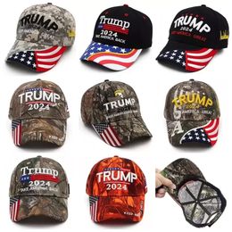 Donald Trump Presidente 2024 Hat de camuflagem Bola de beisebol Caps Mulheres Designers Snapback US Flag Maga Anti Biden Verão Sun Visor CPA4244 SXJUN29