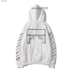 Mens Hoodies Sweatshirts 2023 Black White p Off Style Trendy Fashion Sweater Painted Arrow Crow Stripe Loose Hoodie Z230724