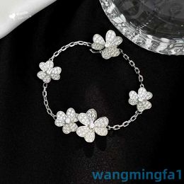 2024 Jewellery Designer Brand Vanl Cleefl Arpelsfour Leaf Grass Five Flower Ladybug Butterfly Full Diamond Love Kaleidoscope Bracelet