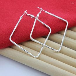 Hoop Earrings JewelryTop 925 Sterling Silver For Women Square Big Lady Exquisite Luxury Hook Charms Wedding Fashion Classic Jewellery