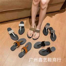 32% OFF Sports shoes 2024 G family character women in summer new style for external wear T-shaped clip toe with flat bottom and round head metal buckle slippers