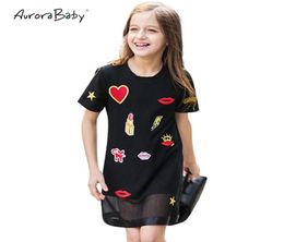 Kids Dresses For Girl Summer Little Girls Dresses Black Appliques Clothing For Girls 6 7 8 9 10 11 12 13 14 Years Old Clothes Y1902913581