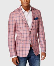 Mens Blazer Simple Business Fashion Plaid Print Notch Lapel Two Button Highend Brand Formal Men Clothing 240227