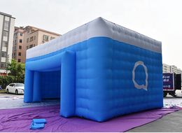 wholesale Outdoor customized Any size 6x4m blue inflatable selling booth cube stand circus tent with air blower for party and brand promotion events