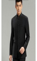 Chinese Collar Suit Jacket For Men New Mandarin Collar Slim Fit Blazers Male Wedding Jackets high quality custom11349119