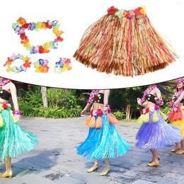 Decorative Flowers Flower Garlands Grass Skirt Decoration Garland Holiday Plastic Wristband Fancy Hawaiian Suit Lei For Parties