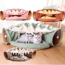 Mats Pet Cats Tunnel Bed Interactive Play Toy Mobile Collapsible Cats Bed Removal Tunnels Tube Indoor Toys Kitten Exercising Product