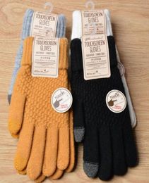 Womens Gloves Knit Wool Man Women Winter Keep Warm Thicken Mittens Knit Wool Full Finger Touchscreen Cycling Gloves Outdoor 2pcs a3696376
