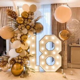 73cm Giant Figure Number 0-9 Balloon Filling Box with Lights Anniversary Birthday Party Balloon Frame Wedding Baby Shower Decor 240222