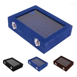 Cluster Rings Jewellery Storage Box Clear Lid Elegant Stylish Ring Organiser 7 Slots Velvet Safety Locks For Christmas