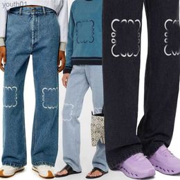 Women's Jeans Designer loewe jeans Designer Trouser Legs Open Fork Tight Capris Denim Trousers Slimming Jean Pants Brand Clothing Embroidery Printing 240304