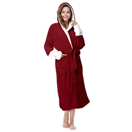 Men's Sleepwear Women Hooded Bathrobe Fleece Women's Pajama Pants Gowns For Night Gown Ladies Two Piece Set