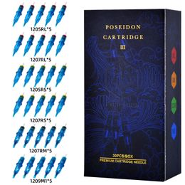 POSEIDON 30PCS Mixed Professional Tattoo Cartridge Needles with Membrane Safety Cartridges Disposable Tattoo Needle for Artist 240219