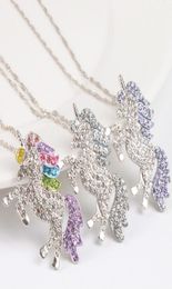 kids and women necklace Colourful unicorn diamond pendant necklace children sweater chain jewellery accessories 8273888