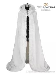 2018 White Bridal Wraps Jackets Winter Fur Women Jacket Bridal Floor Length Cloaks Long Party Wedding Coat3678848