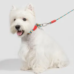 Leashes Dog Leash And Half P Collar Reflective Strong Choker Training For Small And Big Dogs Anti Pull Plaid Polyester Adjustable Leash