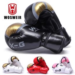 WOSWEIR Kick Boxing Gloves Men Women PU Karate Muay Thai Guantes De Boxeo Free Fight MMA Sanda Training Adults Kids Equipment 240226