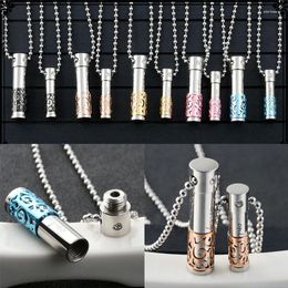 Pendant Necklaces Stainless Steel Essential Oil Container Necklace Diffuser Aromatherapy Locket Perfume Bottle Couple Chain
