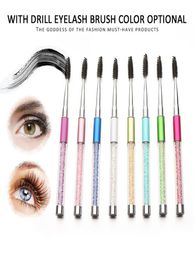 Rhinestone Eyelash Brush Mascara Applicator Eyebrow Comb Diamond Makeup Brush Reusable Spiral Lash Brushes 10 Colors7462115