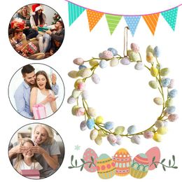 Decorative Flowers 36cm Door Hanging Easter Egg Wreath DIY Eggs Garland Ornaments Creative Festival Theme Home Day Decor