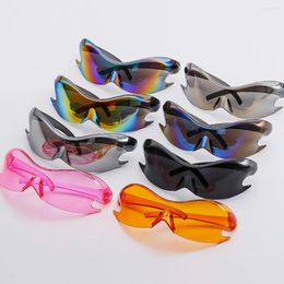 Sunglasses 2024 Sports Punk Y2K Women Men Retro 2000's One-piece Goggles Sun Glasses Trendy Steampunk UV400 Shades Eyewear