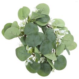 Decorative Flowers Eucalyptus Wreath Faux Leaves Table Wreaths Christmas Artificial Rings For Pe Pillar