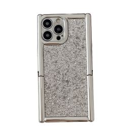 Foldable Kickstand Luxury Glitter Phone Case For iPhone 15 11 12 13 14 Pro Max Square Electroplated Simple Cover