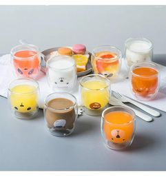 Mugs Bear Shaped Double Wall Glass Resistant Kungfu Tea Mug Milk Juice Cup Drinkware Coffee Cups Gift Child Love
