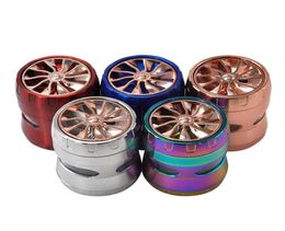 RICH DOG Wheel Style Zinc Alloy herb Grinder With Big Window 63MM 4 Piece Metal Tobacco Herb Grinder Spice Miller3282933