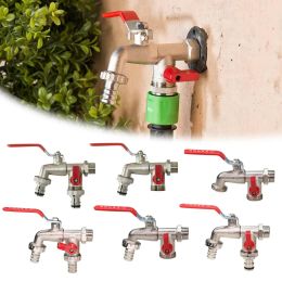 Connectors Zinc Alloy Garden Faucet 1 Inlet 2 Outlet Bibcock with Dual Nipple and Outdoor Balcony Faucet Industrial Home Irrigation Tools