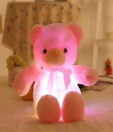 valentines day gift plush toy30cm 50cm bow tie teddy bear luminous bears doll with builtin led Colourful light luminous function7354408