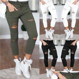 Women's Jeans Jeans Design Big Size Pipped Trousers Stretch Pencil Pants Leggings Ladies Drop Delivery Apparel Clot Dh8Iq 240304