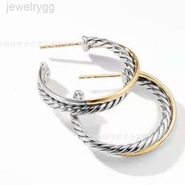 24SS Designer David Yumans Yurma Jewelry 925 Sterling Silver Two Tone Twisted Wire Circular Earrings