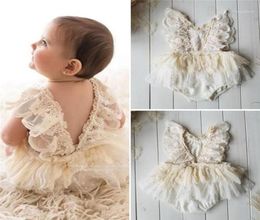 Baby Girls Rompers Newborn Summer Autumn Lace Flower Backless Romper Princess Elegant Jumpsuit Tutu Dress OnePieces Outfits12356477