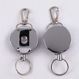 Keychains 1 Pcs Retractable Resilience Steel Wire Rope Elastic Keychain Recoil Sporty Alarm Key Ring Anti Lost Ski Pass ID Card273c
