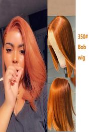 13X4 Lace Front Bob Wig 150210 Densit Indian 100 Human Hair 350 Colour Silky Straight 1016inch8857231