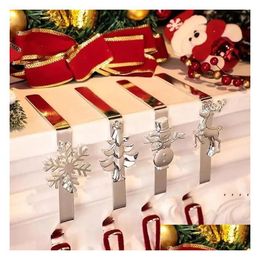 Hooks Rails Christmas-Hooks Wrought Iron Snowman Snowflake Christmas Socks Fireplace Decorative 925 Drop Delivery Home Garden Hous Dhu9I