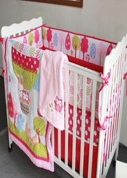 7Pcs Baby bedding set Embroidery 3D air balloon rabbit fox owl Baby crib bedding set bedskirt quilt bumper crib bedding set8784224
