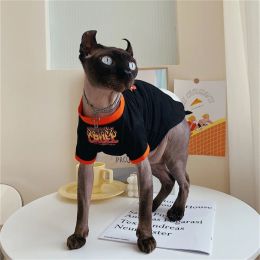 Clothing Pet Clothes For Cats Cool Print Shirt Vest Kitten Cat Hoodies Sphynx Devon Hairless Cat Cotton Clothing for Dogs