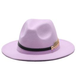 Winter Fedora Hats For Women Fashion Flat Wide Brim Wool Felt Jazz Men Fishbon Goth Top Vintage Wedding Hat213N